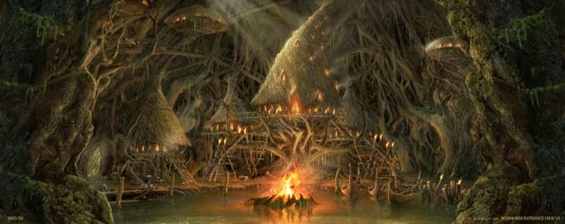 Illustration for article titled Concept art of the Rock Troll realm that was cut from Thor